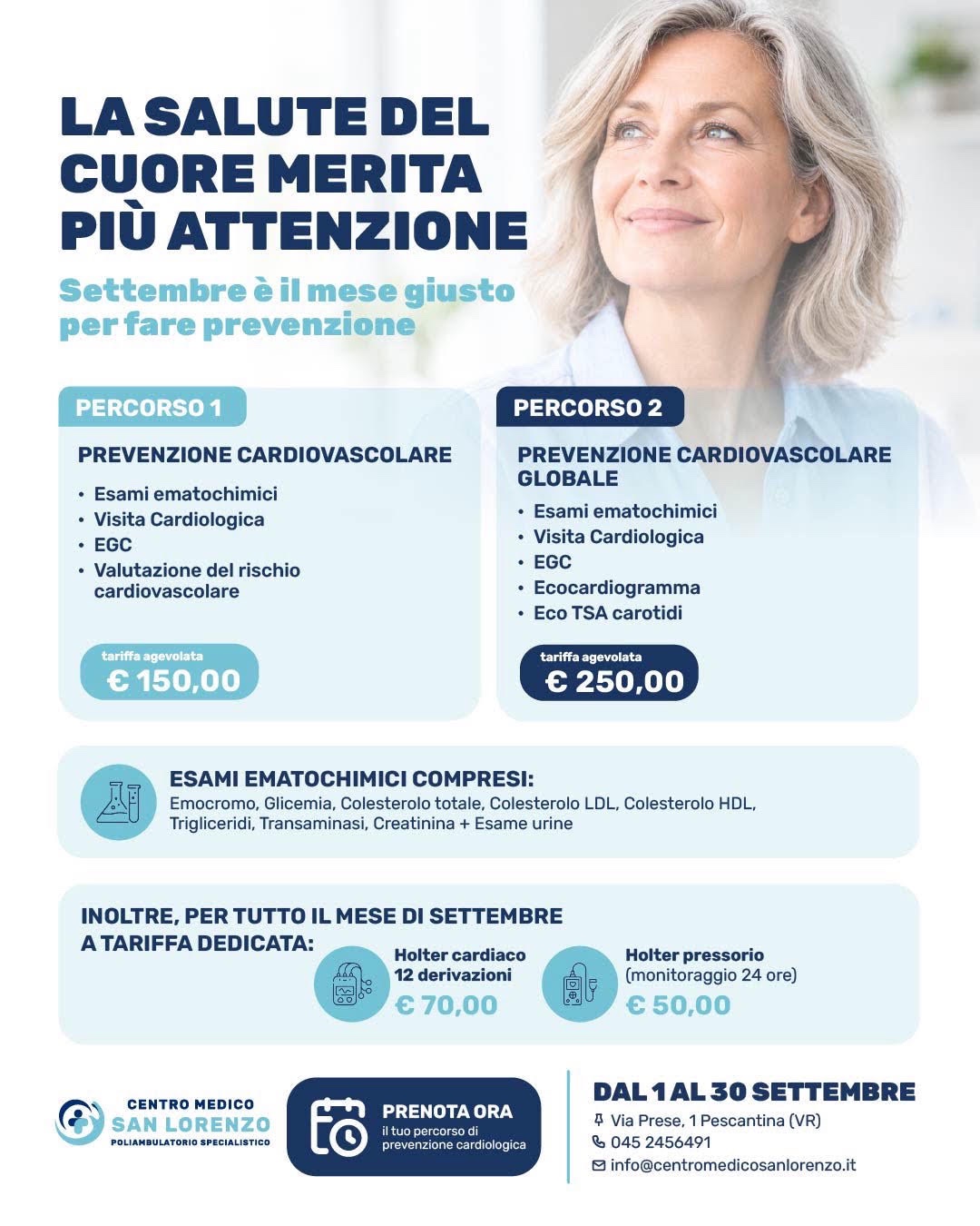 Promozione di settembre: percorsi di prevenzione cardiologica a tariffa agevolata dal 1 al 30 settembre, Centro Medico San Lorenzo